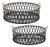 Round Woven Bamboo Trays with Rattan Handle Accent (Set of 2) For Sale