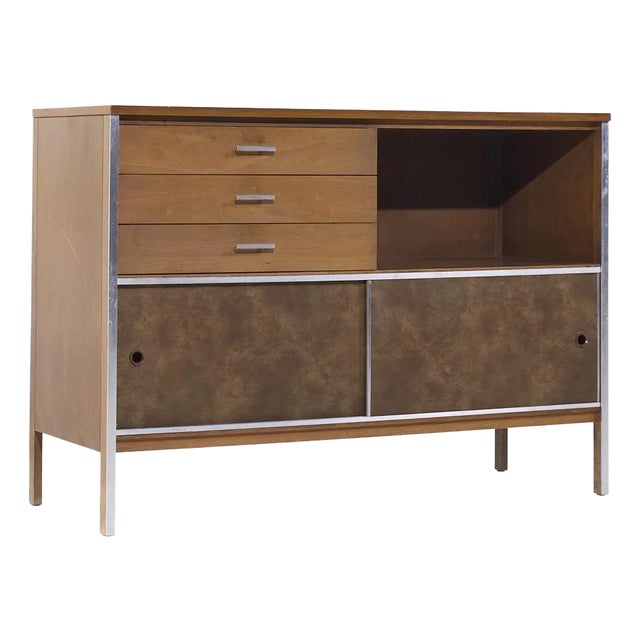 Paul McCobb for Calvin Linear Mid Century Walnut Credenza For Sale