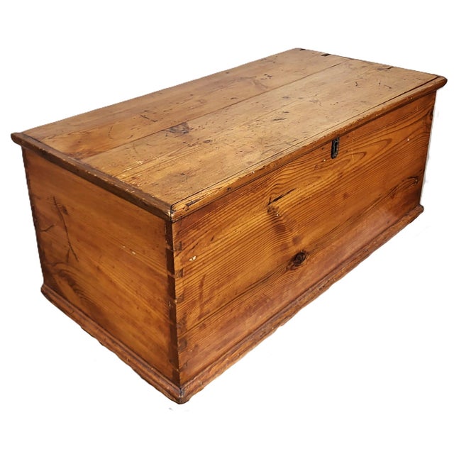 Wood 19th C American Blanket Chest Trunk Steamer For Sale - Image 7 of 16