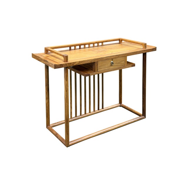 Elevate your living space with this exquisite, masterfully handcrafted traditional Asian-style wooden console table,...