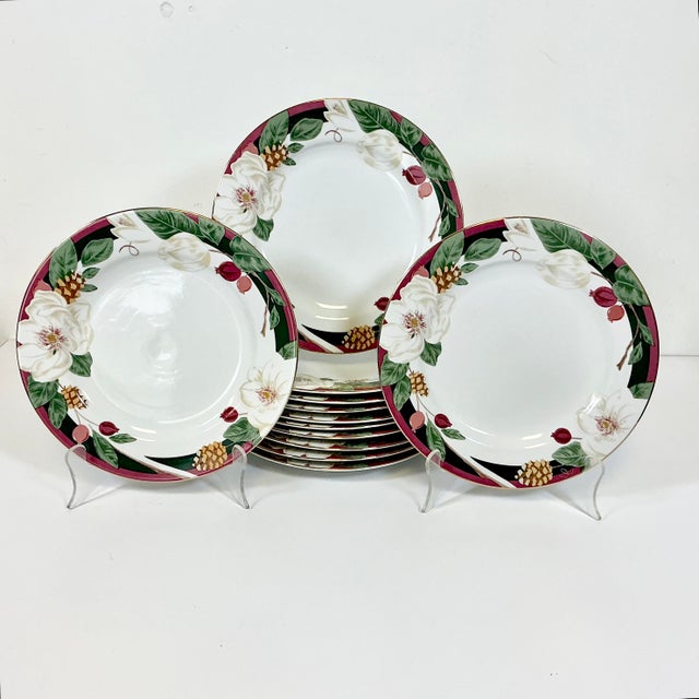 This is a lovely set of 12 Dinner Plates with Magnolia blossoms. The design can be used all year round, but uniquely these...