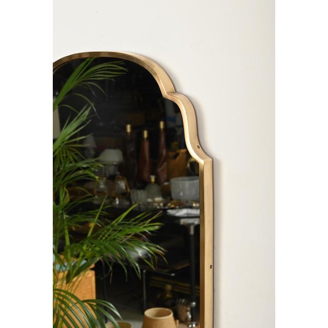 Large Shield-Shaped Brass Mirror attributed to Gio Ponti, Italy, 1950s For Sale - Image 10 of 15