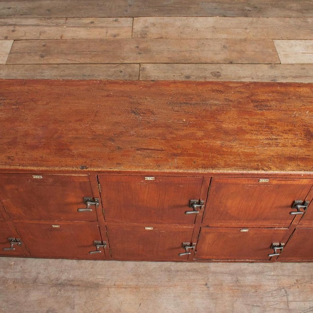 Vintage Bank of School Gym Wooden Storage Locker Sideboard, 1950s For Sale - Image 11 of 14