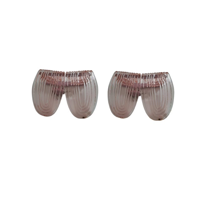 Art Deco Style Pink Murano Glass Wall Lamps, 1940s, Set of 2 For Sale - Image 11 of 11