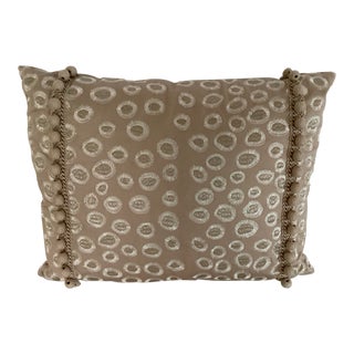 Custom Hand Made Osborne & Little Taupe, Chartruese and White Pillow For Sale