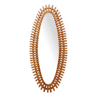 Italian Bamboo Mirror in the style Olaf Von Bohr, 1960s For Sale