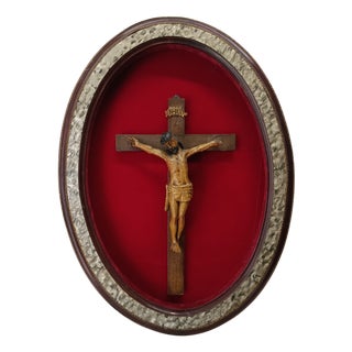 Carving of Christ in Frame, 1890s For Sale