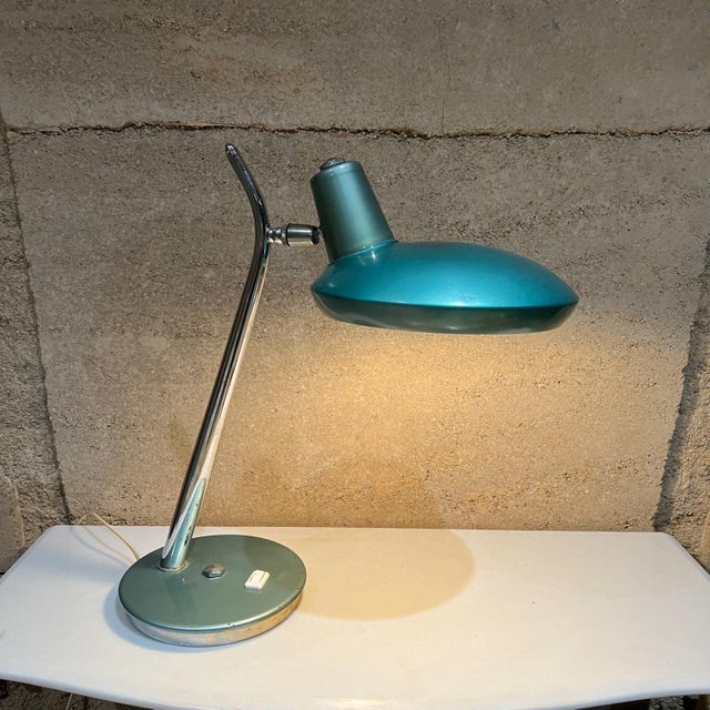Green 1960s Green Desk Lamp Space Age Boomerang After Luis Pérez De La Oliva Fase For Sale - Image 8 of 13
