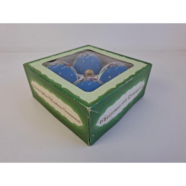 Vintage German Hand-Painted Glass Christmas Ornaments, 1980s, Set of 4 For Sale - Image 9 of 12