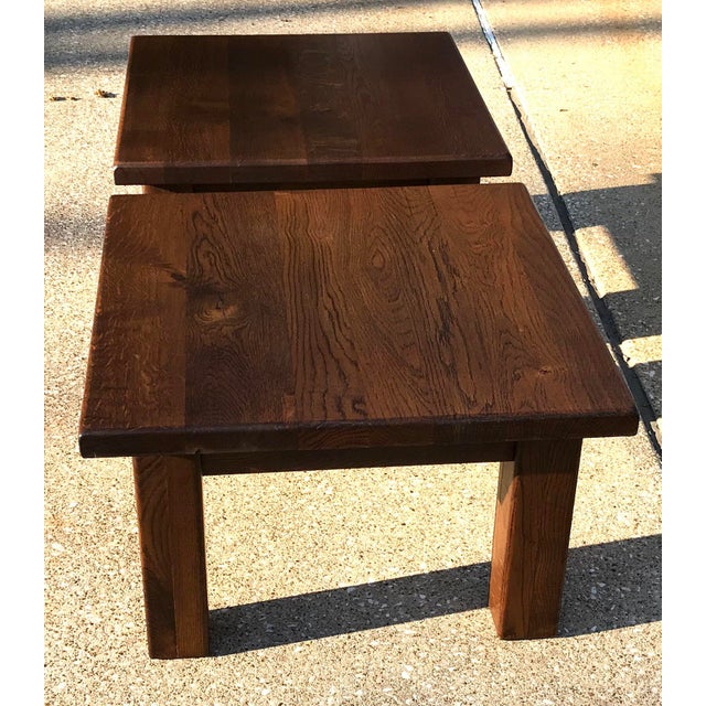 20th Century Rustic Solid Wood Block Side Tables a Pair Chairish