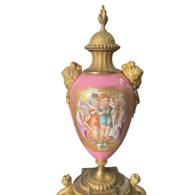 French potiche vase, early 20th century Elegant French vase from the early 1900s, crafted from bronze and hand-painted...