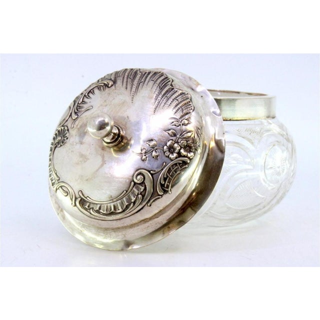 Candy Box in Cut Glass and Lid with Embossed Silver Handle For Sale - Image 4 of 6