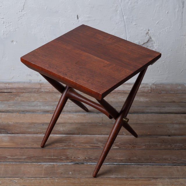 A teak side table by Jens Quistgaard for Dansk, circa 1966. 16 inches wide by 15 ¼ inches deep by 17 ¼ inches tall