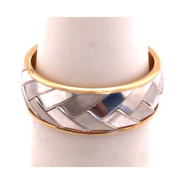 Modern 14 Karat Two-Tone White and Yellow Gold Weave Band or Wedding Ring For Sale - Image 3 of 7