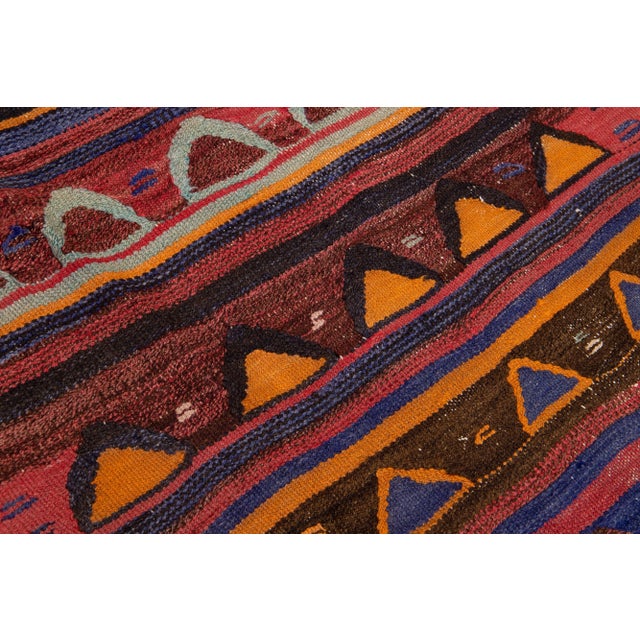 Textile Mid-20th Century Turkish Kilim Multicolor Handmade Tribal Wool Rug For Sale - Image 7 of 10