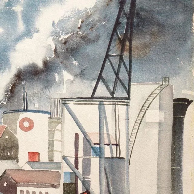 1960s 'Industrial Landscape' by Wesley Wright, Mid-Century American Modernist For Sale - Image 5 of 9