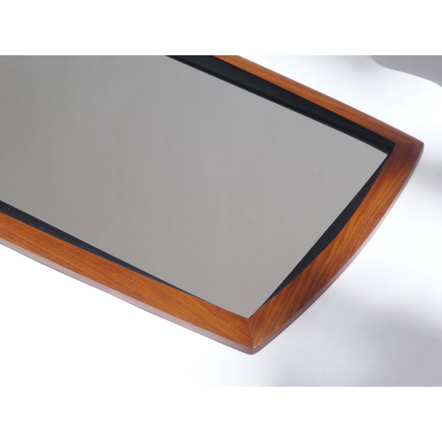 Brown Vintage Modernist Scandinavian Danish Teak Wall Mirror, 1960s For Sale - Image 8 of 12
