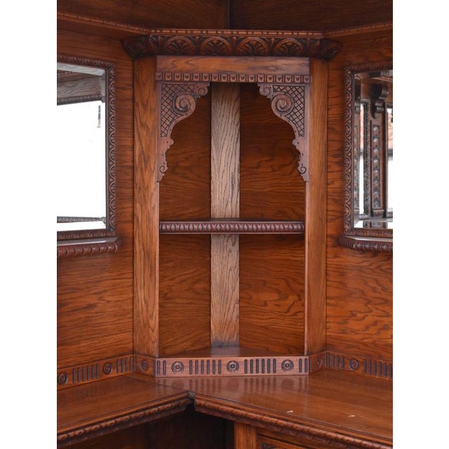 Wood Carved Oak Corner Bar, 1980 For Sale - Image 7 of 11