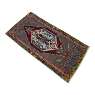 1970s Hand Knotted Door Mat, Entryway Rug, Bath Mat, Kitchen Decor, Small Rug, Turkish Rug - 1′7″ × 3′3″ For Sale