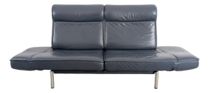 Mid-Century Sofa DS 450 in Leather Black Blue from de Sede