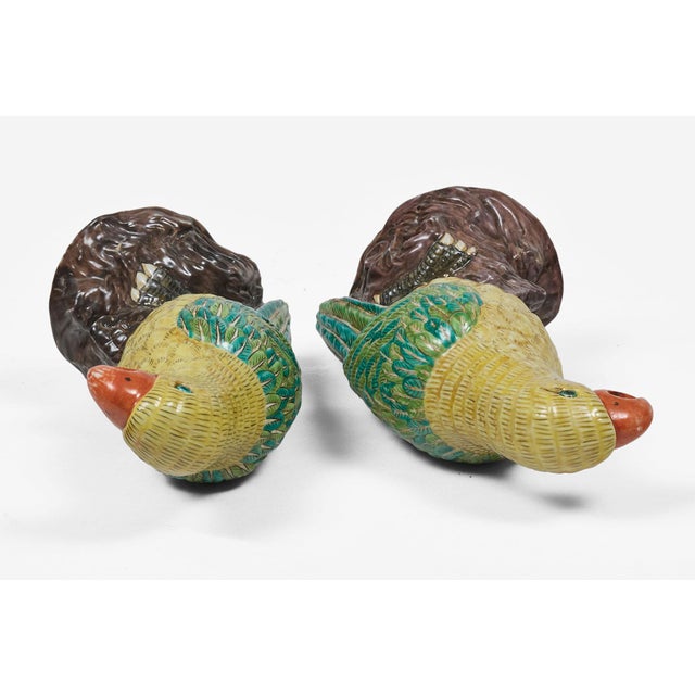 Pair Large Chinese Yellow Green Parrots For Sale In Boston - Image 6 of 7