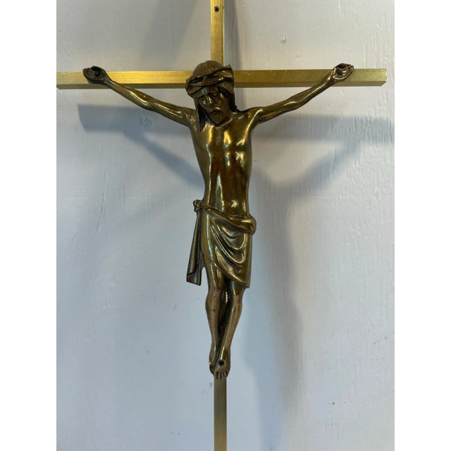 Rustic European Vintage European Brass Crucifix For Sale - Image 3 of 5