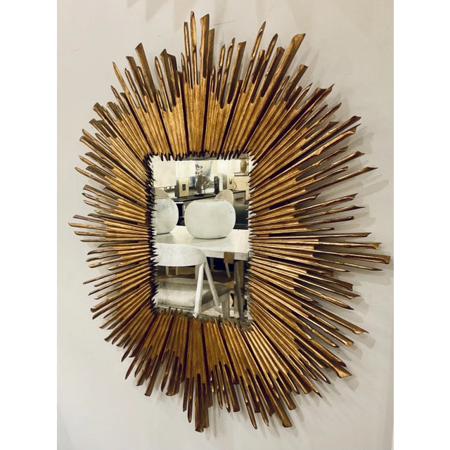 Contemporary Contemporary Gold Soliel Sunburnt Wall Mirror For Sale - Image 3 of 5