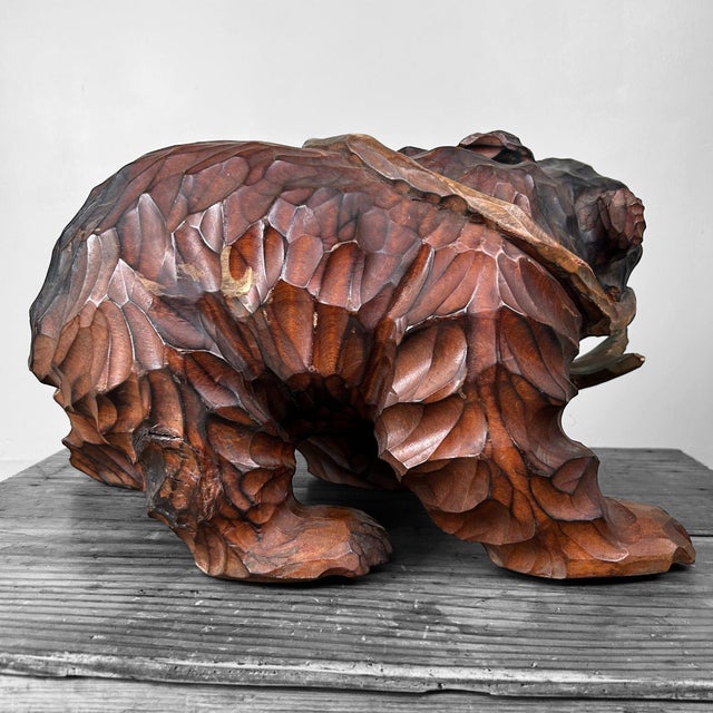 Japanese Hand-Carved Wooden Bear, 1950s For Sale - Image 16 of 18