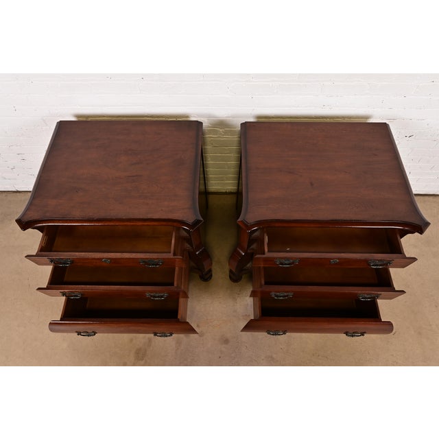 Ralph Lauren Italian Louis XV Mahogany Bombay Form Bedside Chests, Pair For Sale - Image 9 of 13
