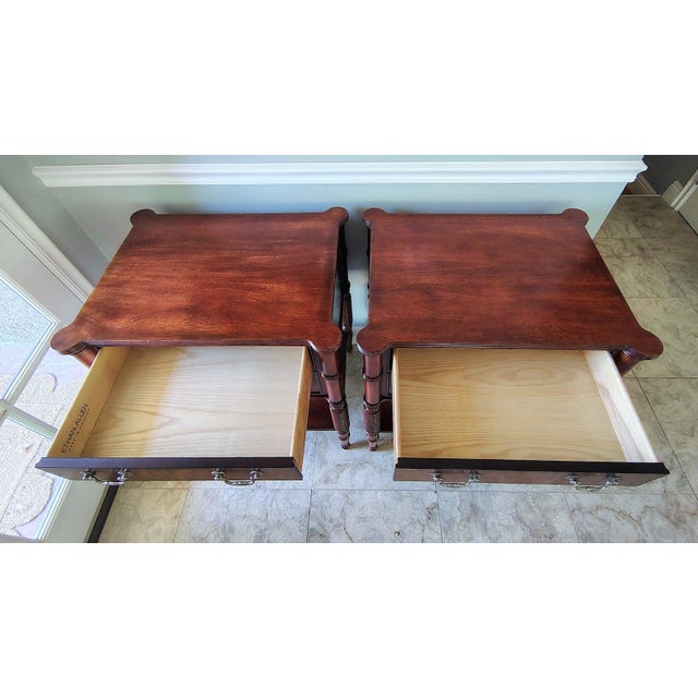 Set of Two Drawer Mahogany Nightstands by Ethan Allen For Sale In Los Angeles - Image 6 of 17