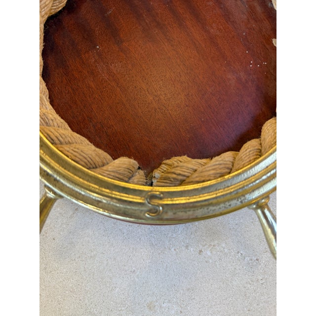 Nautical Ship Wheel Brass and Rope Catchall, 1970s For Sale - Image 9 of 9