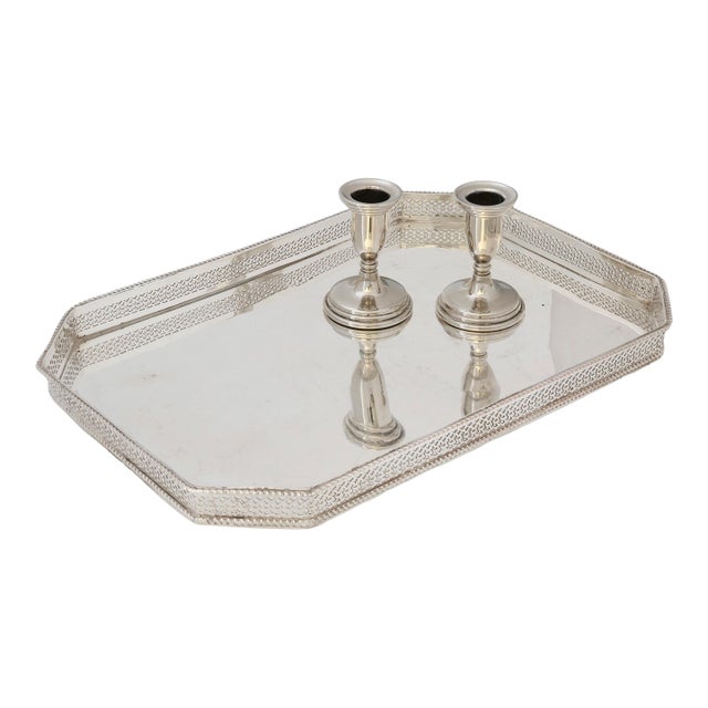 English Mirror Finish Tray & Candlesticks For Sale