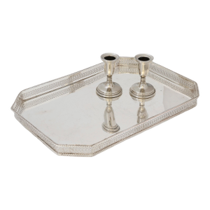 English Mirror Finish Tray & Candlesticks