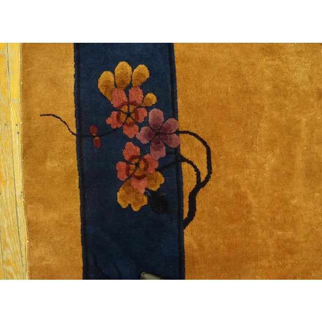 Textile 1920s Goldenord Floral Medallions Antique Chinese Art Deco Carpet 9' X 11' 7" Knotted Wool Rug For Sale - Image 7 of 9