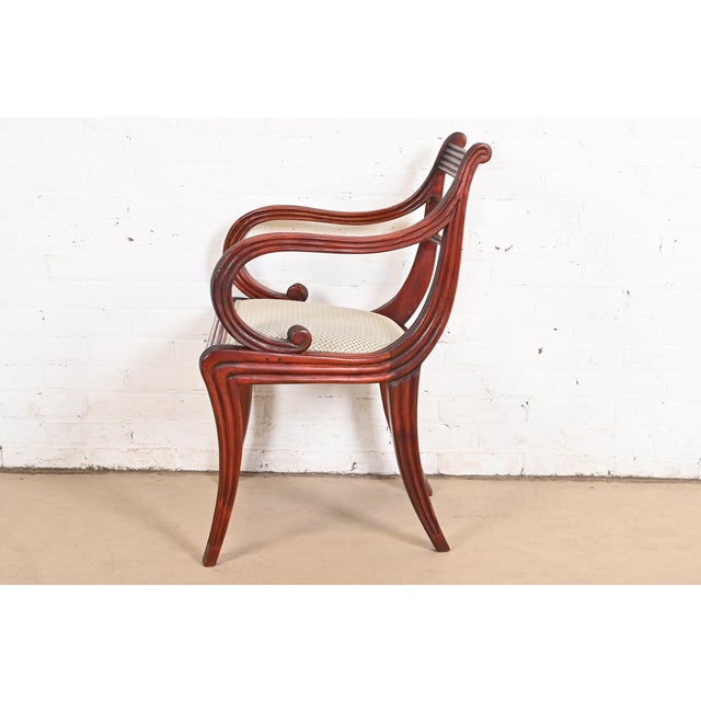 Baker Furniture Regency Carved Mahogany Arm Chair or Side Chair For Sale - Image 10 of 12