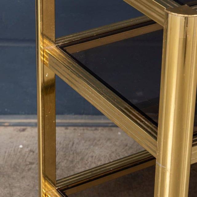 Vintage Brass and Smoked Glass Drinks Trolley from Maison Jansen, 1970 For Sale - Image 14 of 18