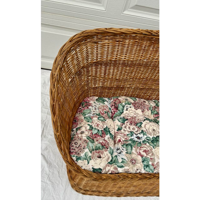 Mid 20th Century Mid Century Wicker Rattan Settee Sofa For Sale - Image 4 of 11