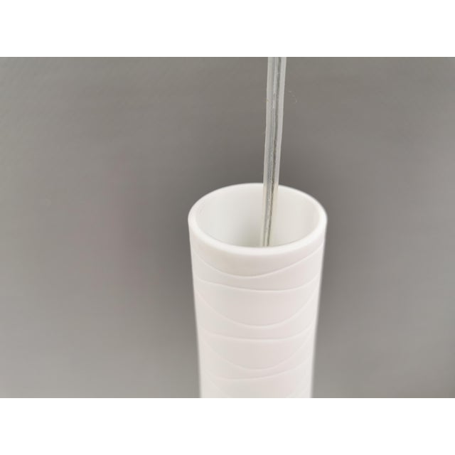 Glass Handmade Pendants in Mouth-Blown White Murano Glass with Hand-Cut Grooves, Italy, 1990s, Set of 2 For Sale - Image 7 of 14