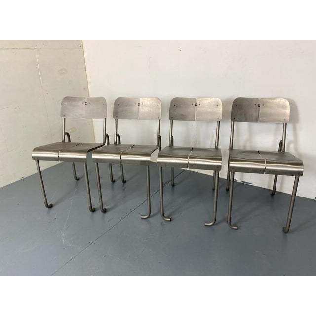 Modernist Architectural Stainless Steel Dining Chairs, 1980s, Set of 4 For Sale - Image 13 of 14
