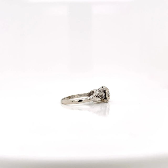 Gold Mid-Century 14k White Gold & Diamond Engagement Ring Size 6.75 For Sale - Image 8 of 9
