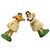 Pair of Mid-century era chalk-art bobble dolls featuring one Hawaiian hula girl playing a Ukulele and another dancing made...