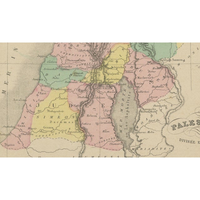 Palestine Divided Into Tribes Map with Ancient Jerusalem, Paris, 1850s For Sale - Image 9 of 11