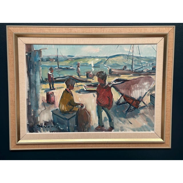 Nils Sewerin, Harbour, 1950s, Oil Painting on Canvas, Framed For Sale - Image 16 of 18