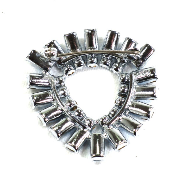 1950s Vintage Austrian Sapphire Crystal Triangle Brooch 1950s For Sale - Image 5 of 5