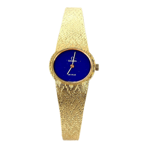 1970s Omega De Ville Lapis Lazuli Dial 18k Gold Manual Wind Watch
