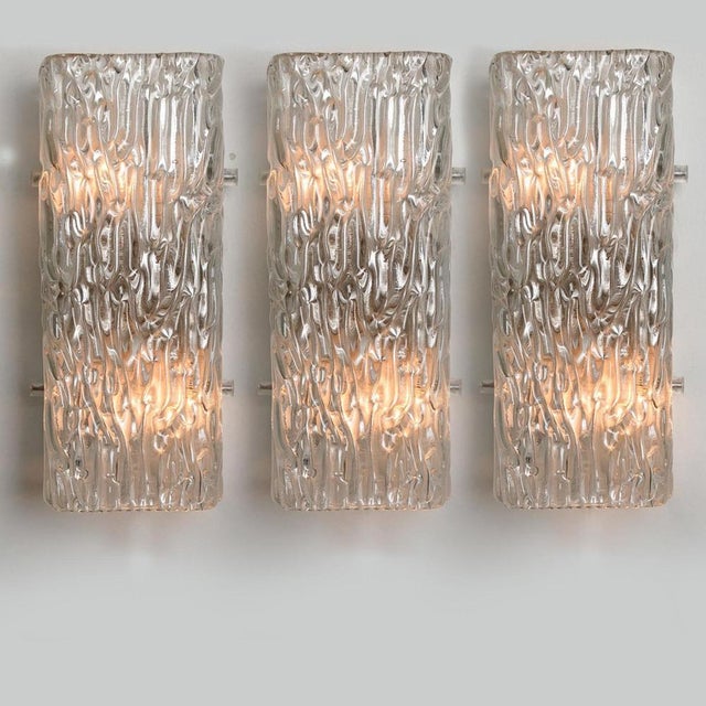 Clear Wave Glass Wall Lights attributed to J.T. Kalmar, Austria, 1960s For Sale - Image 3 of 13