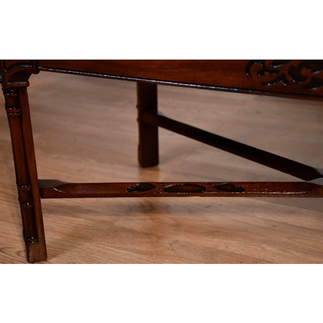 1940s English Chippendale Mahogany Marble Top Coffee Table Accent Table . For Sale - Image 10 of 14