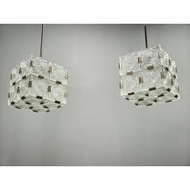 Crystal Cube Pendant Lights by Lustry Kamenický Šenov, 1970s, Set of 2 For Sale - Image 4 of 18