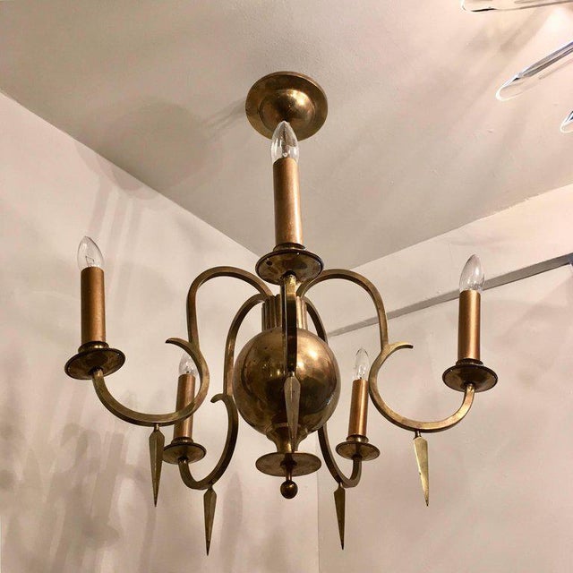 Metal 1920 Swedish Grace Bronze Chandelier For Sale - Image 7 of 10