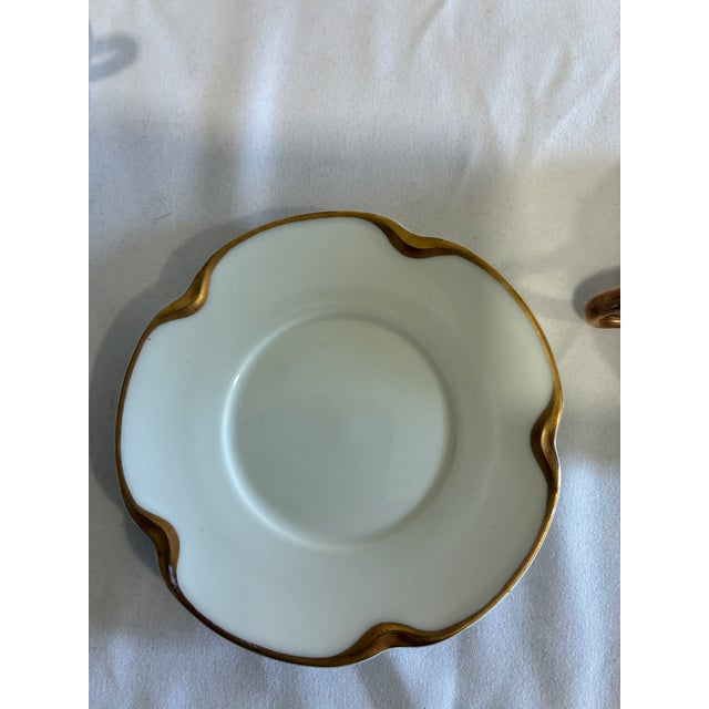 Antique Haviland & Co. Limoges Gold Rim Bouillon Cups and Saucers, Set of 9 - 18 PCS For Sale - Image 11 of 13